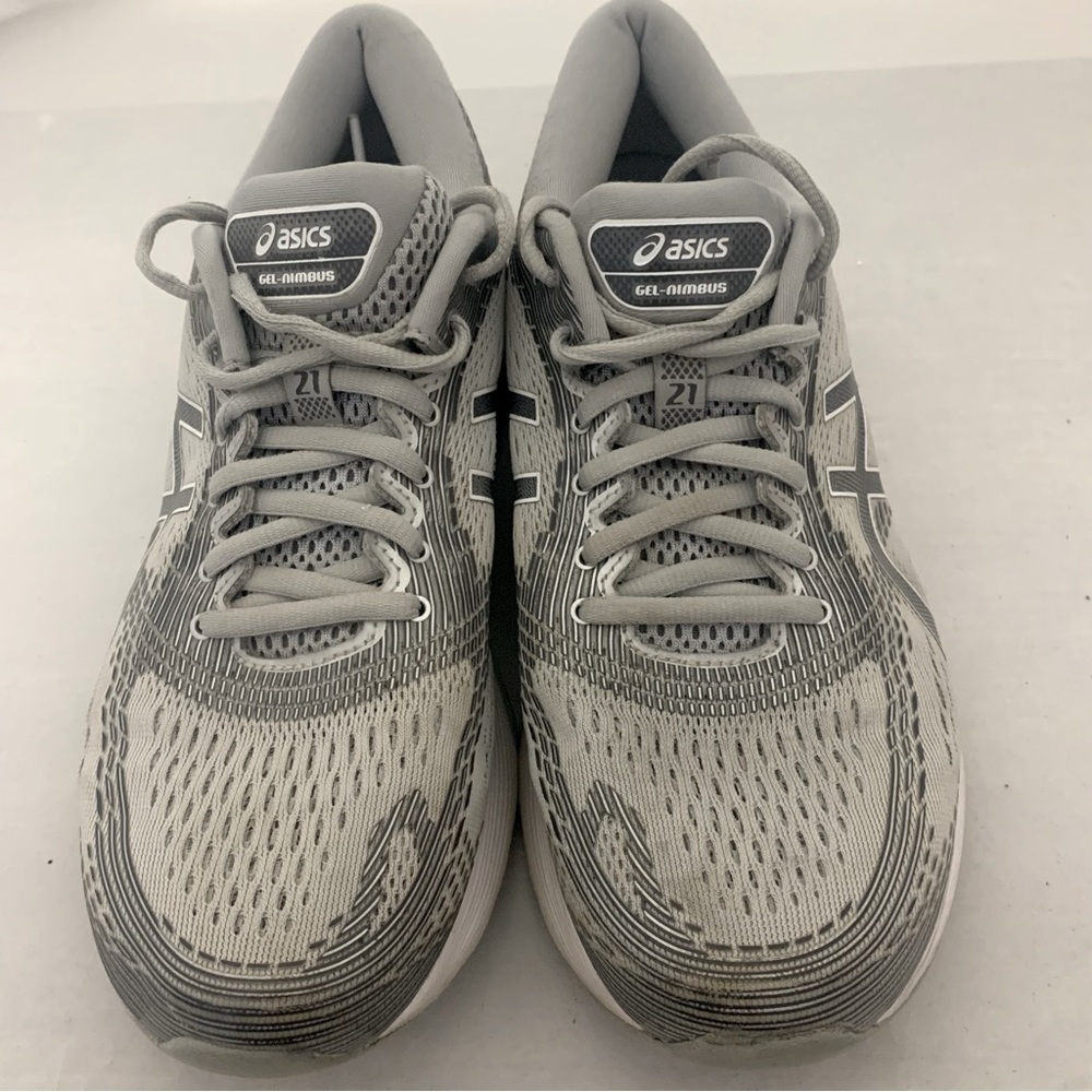 Asics Gel-Nimbus 21 Women Gray Mesh Running Sneakers